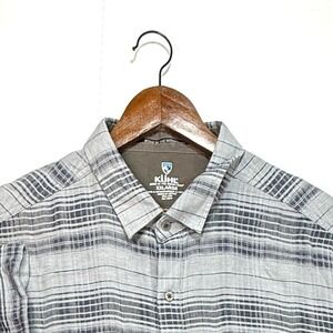 Kuhl, Men's Short Sleeve Button Up Shirt Gray Striped Outdoor Casual, Sz XXL‎